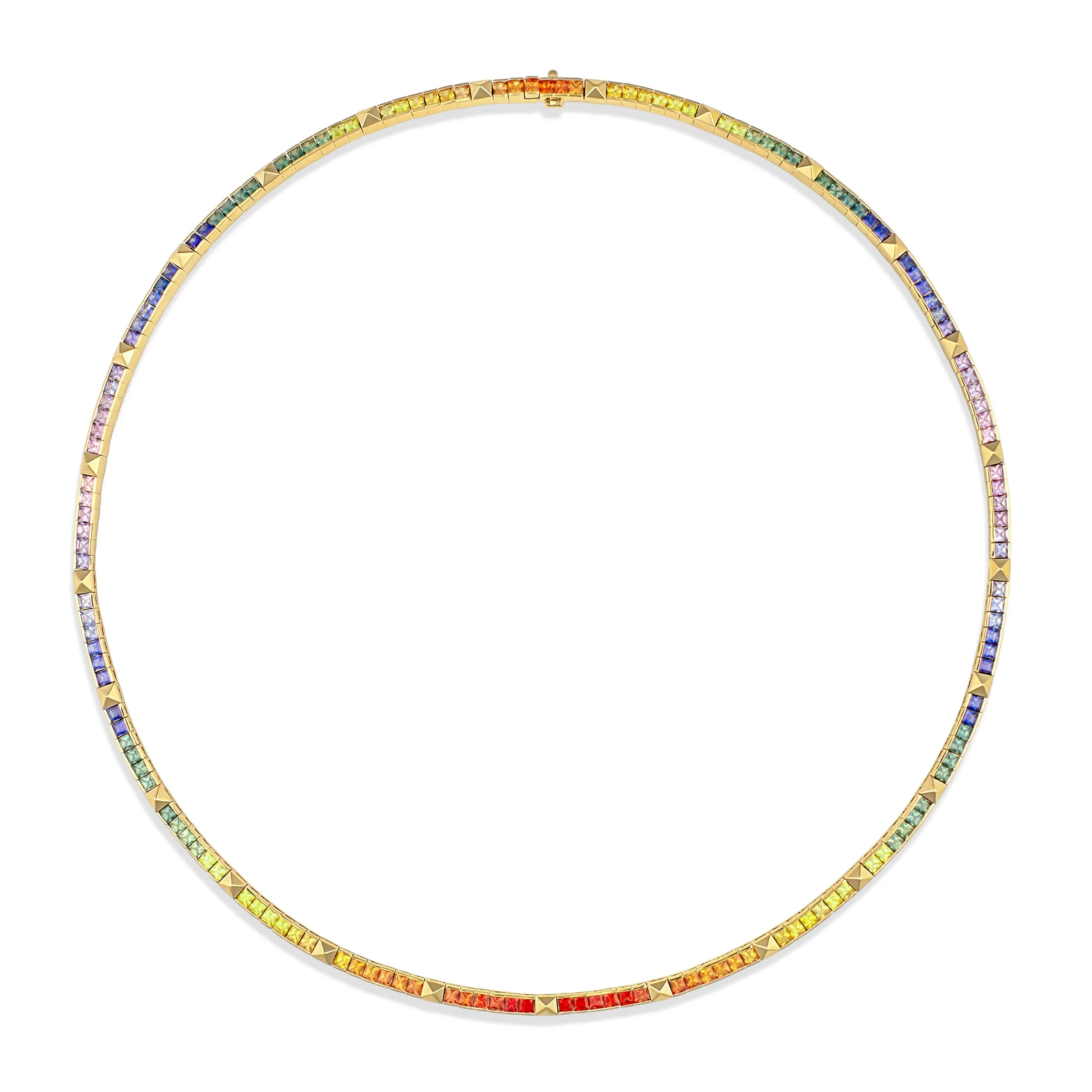 R.08® Une Rainbow Sapphire Necklace | 18K White Gold