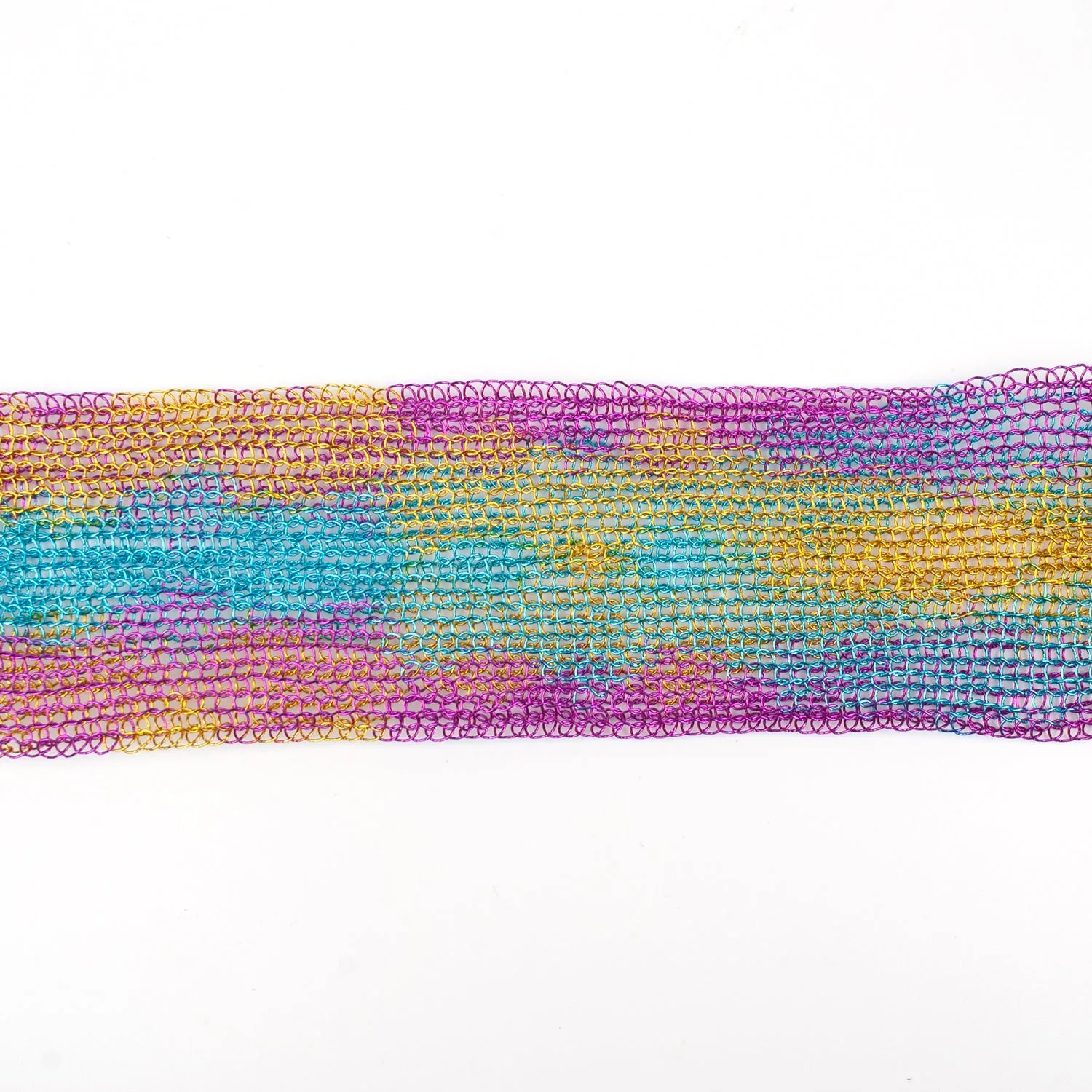 RAINBOW Cuff Bracelet , Wide knitted Cuff, Statement Bracelet