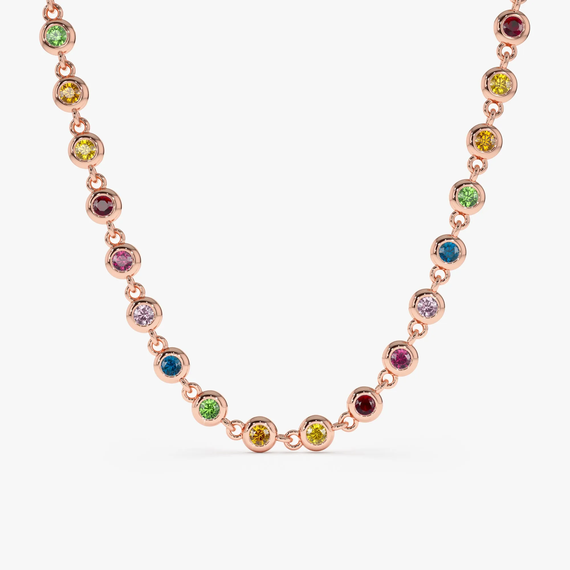 Rainbow Sapphire Tennis Necklace, Petra