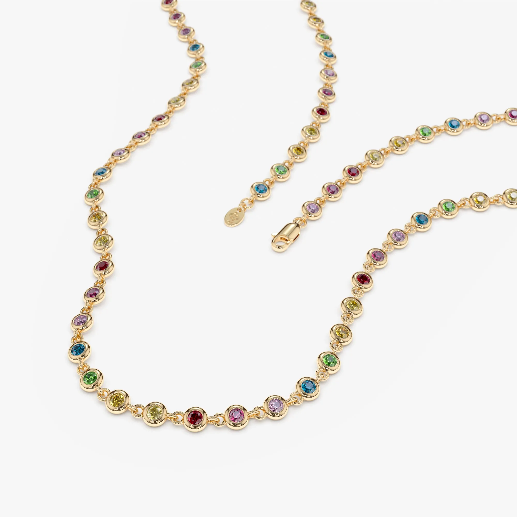 Rainbow Sapphire Tennis Necklace, Petra