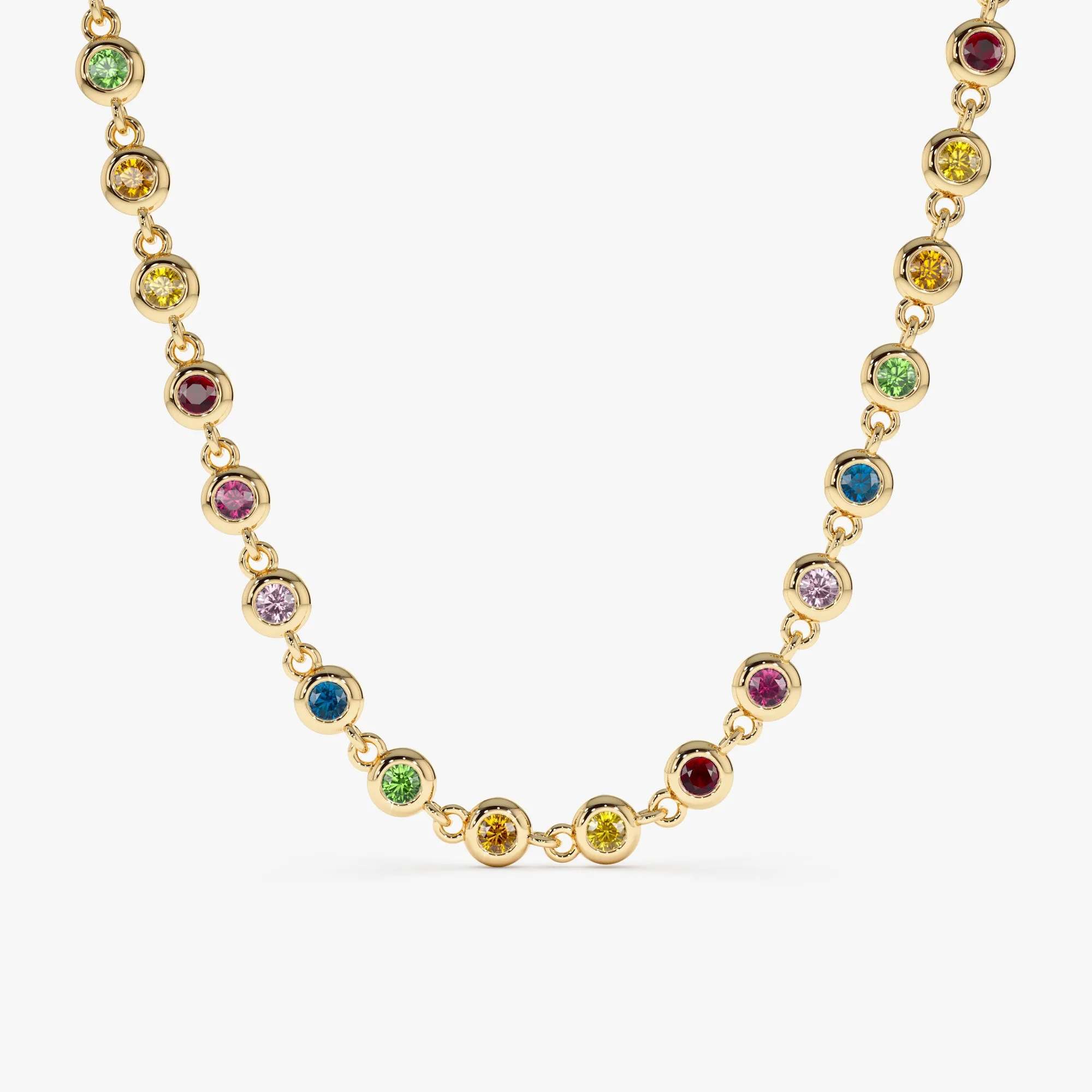 Rainbow Sapphire Tennis Necklace, Petra