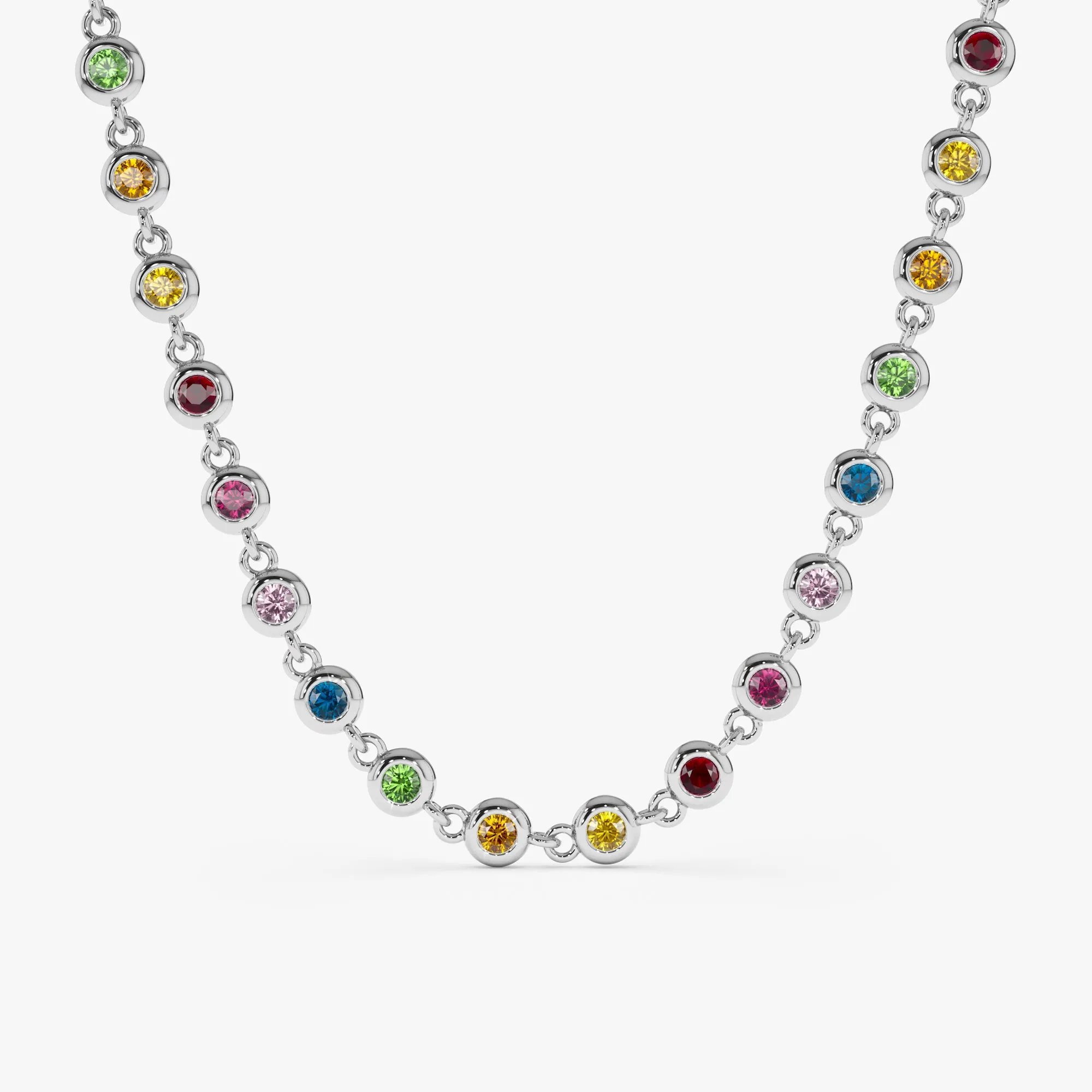Rainbow Sapphire Tennis Necklace, Petra