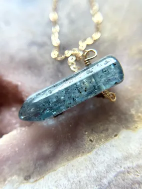Raw Kyanite Gemstone Crystal Point Necklace