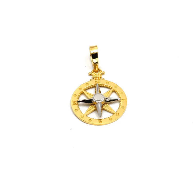 Real Gold 2 Color Round Compass Star Pendant 1235-YM P 1921