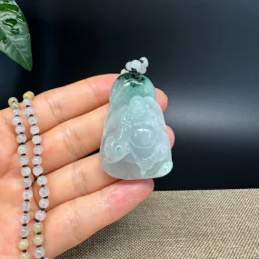 RealJade® Co.  Genuine Burmese Jadeite Jade Icy Green Happy Buddha Pendant Necklace