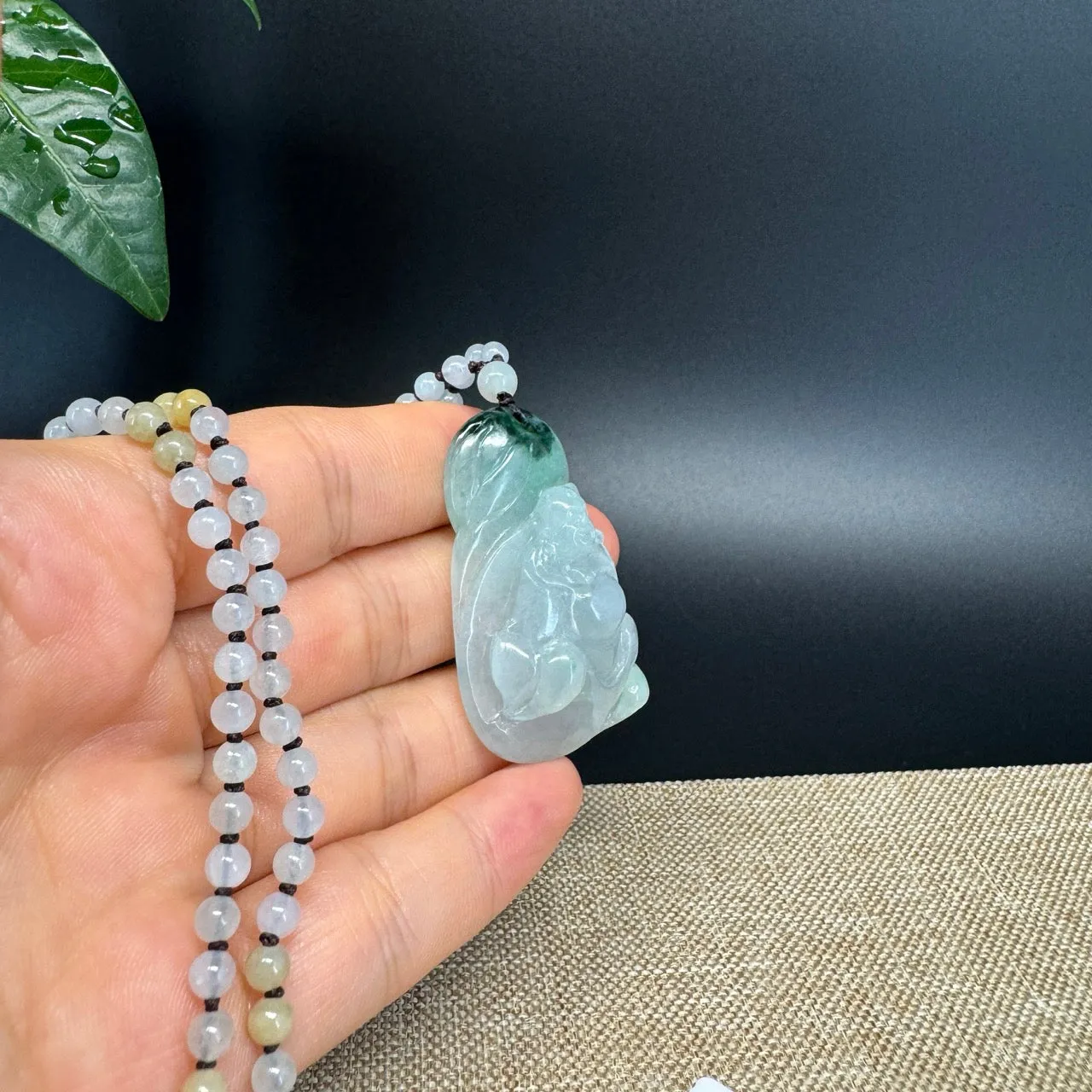 RealJade® Co.  Genuine Burmese Jadeite Jade Icy Green Happy Buddha Pendant Necklace