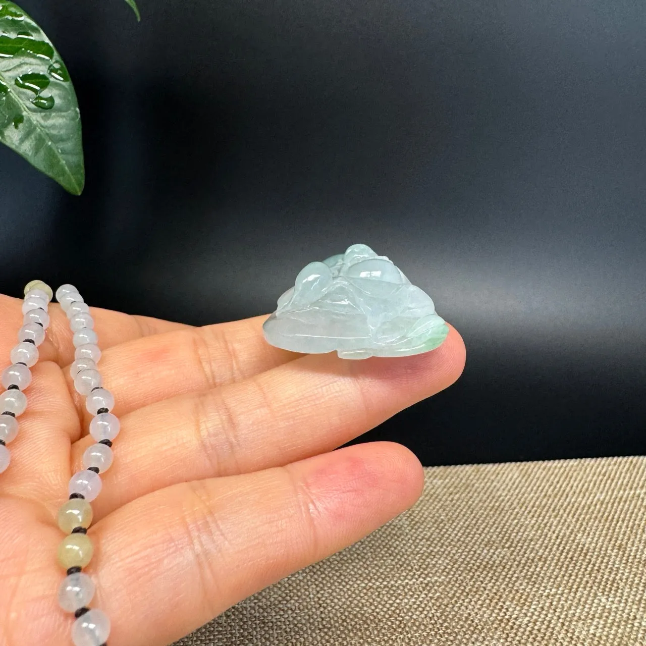 RealJade® Co.  Genuine Burmese Jadeite Jade Icy Green Happy Buddha Pendant Necklace