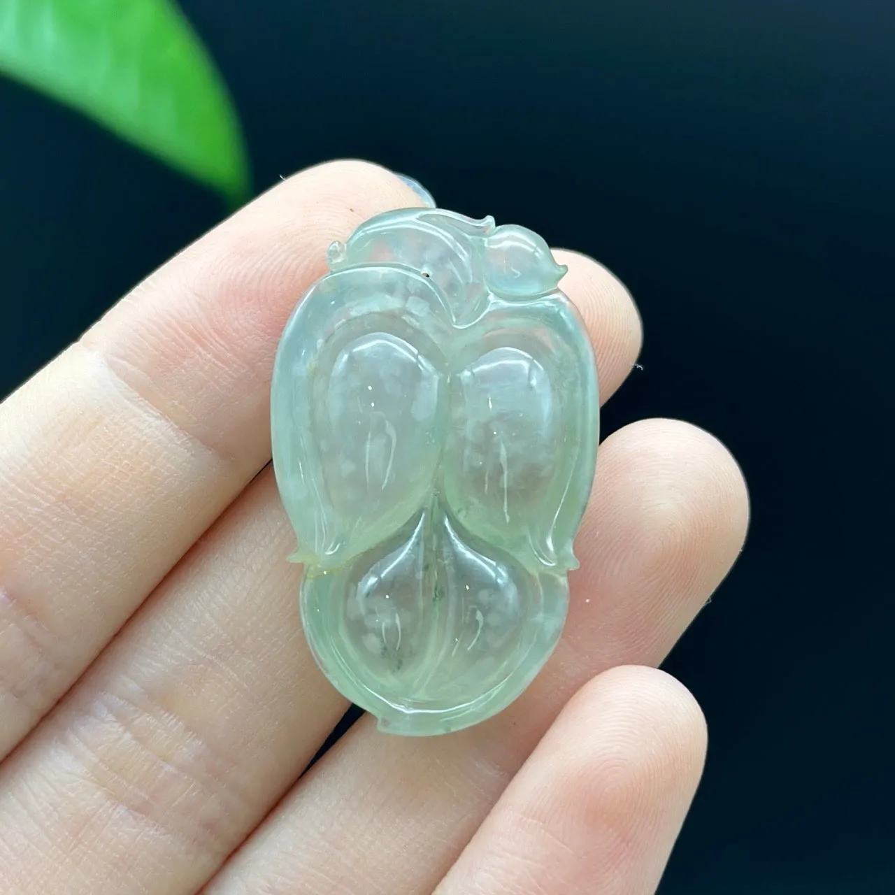 RealJade® Co. Genuine Ice Jadeite Jade Jin Zhi Yu Ye (Leaf) Necklace