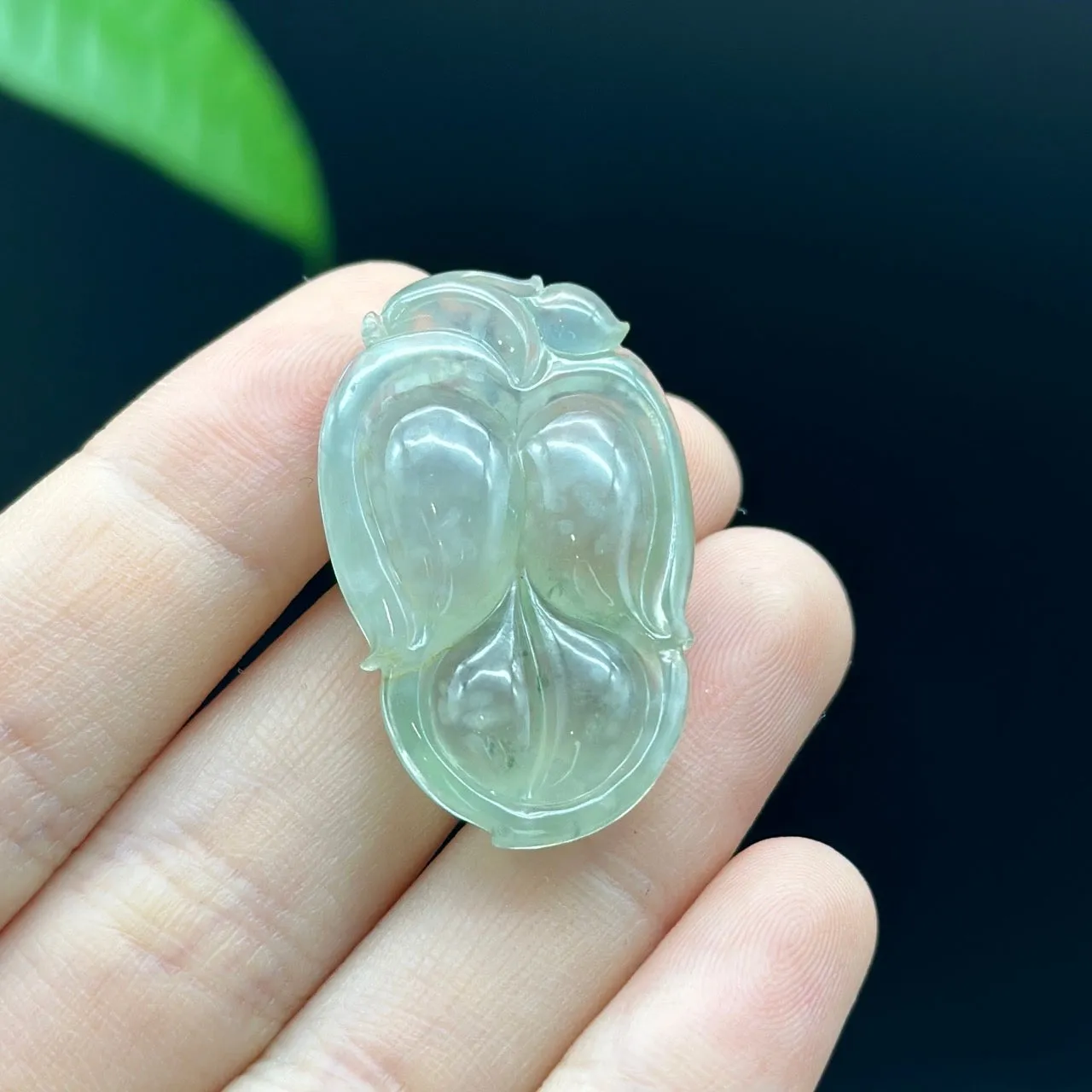 RealJade® Co. Genuine Ice Jadeite Jade Jin Zhi Yu Ye (Leaf) Necklace