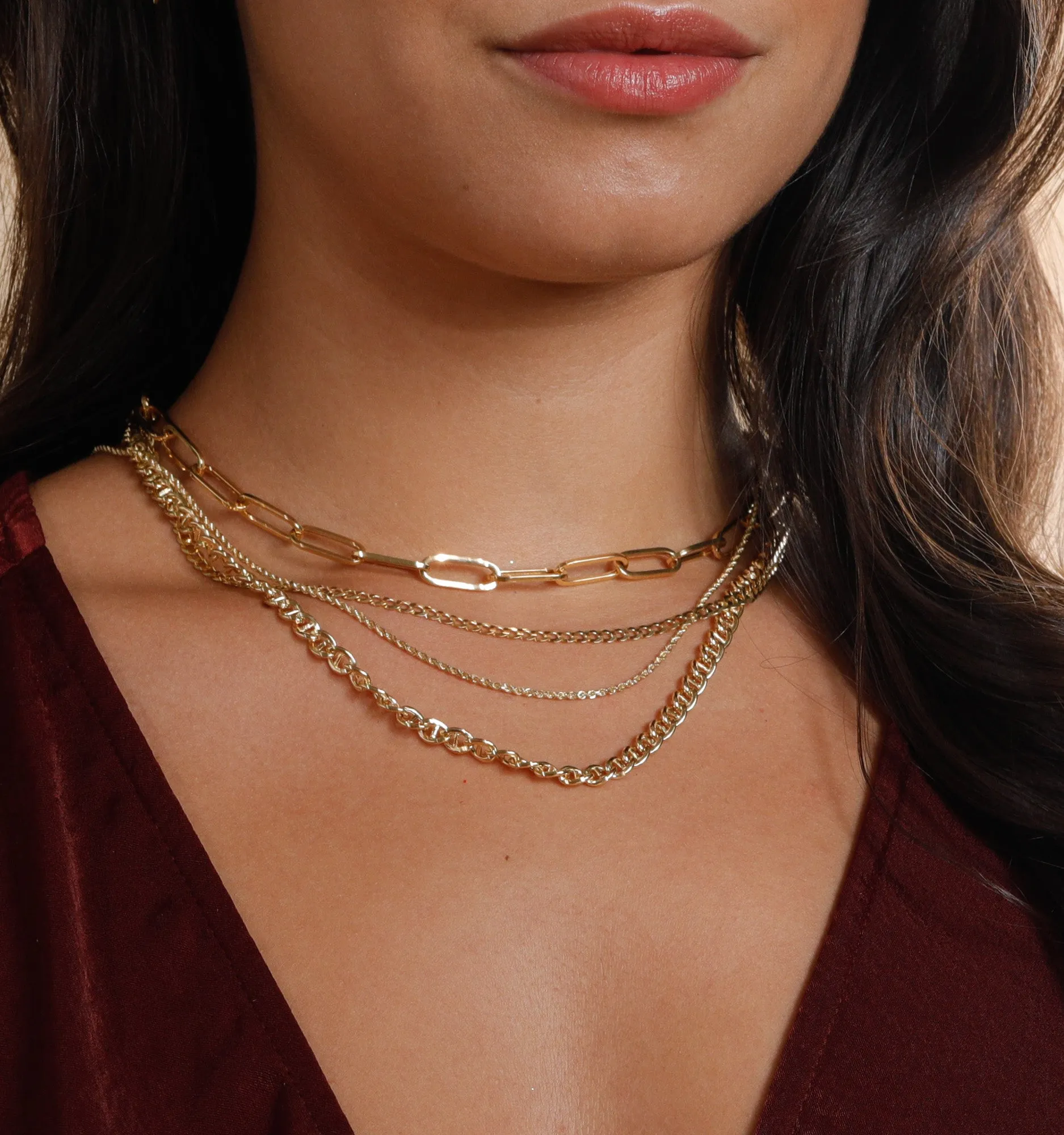 Rectangle Link Chain In 14K Solid Gold