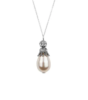 Rhinestone Embellished Pearl Pendant Necklace
