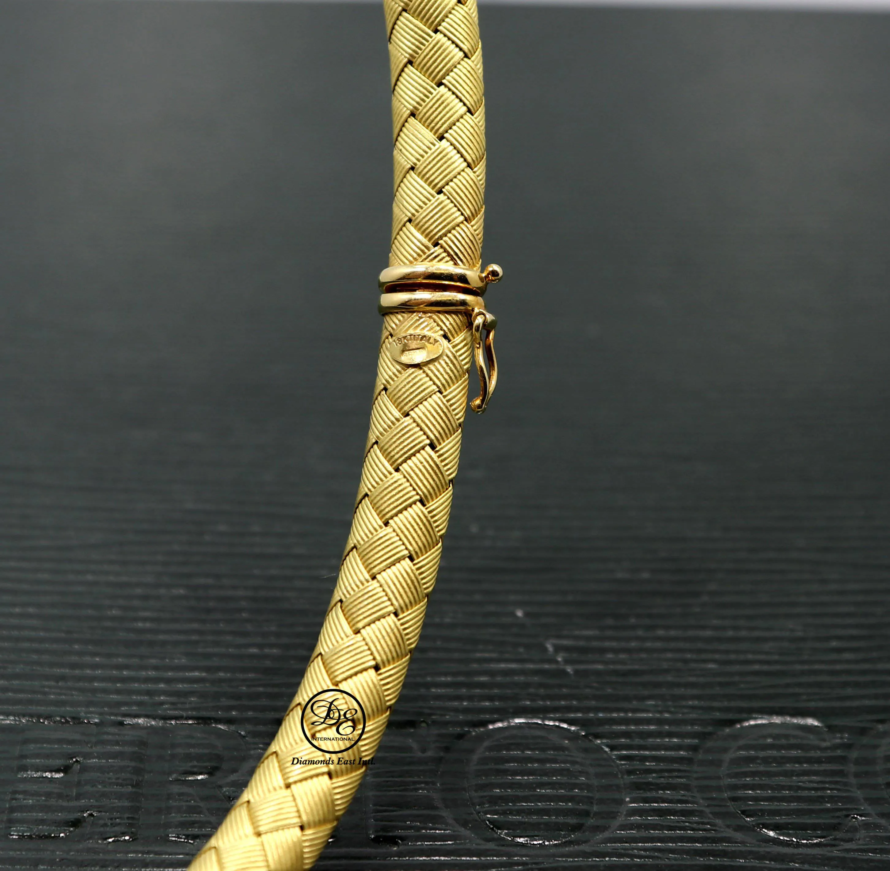 Roberto Coin Woven Silk 18k Yellow Gold 0.50ctw Diamond Choker Necklace Sapphire Clasp