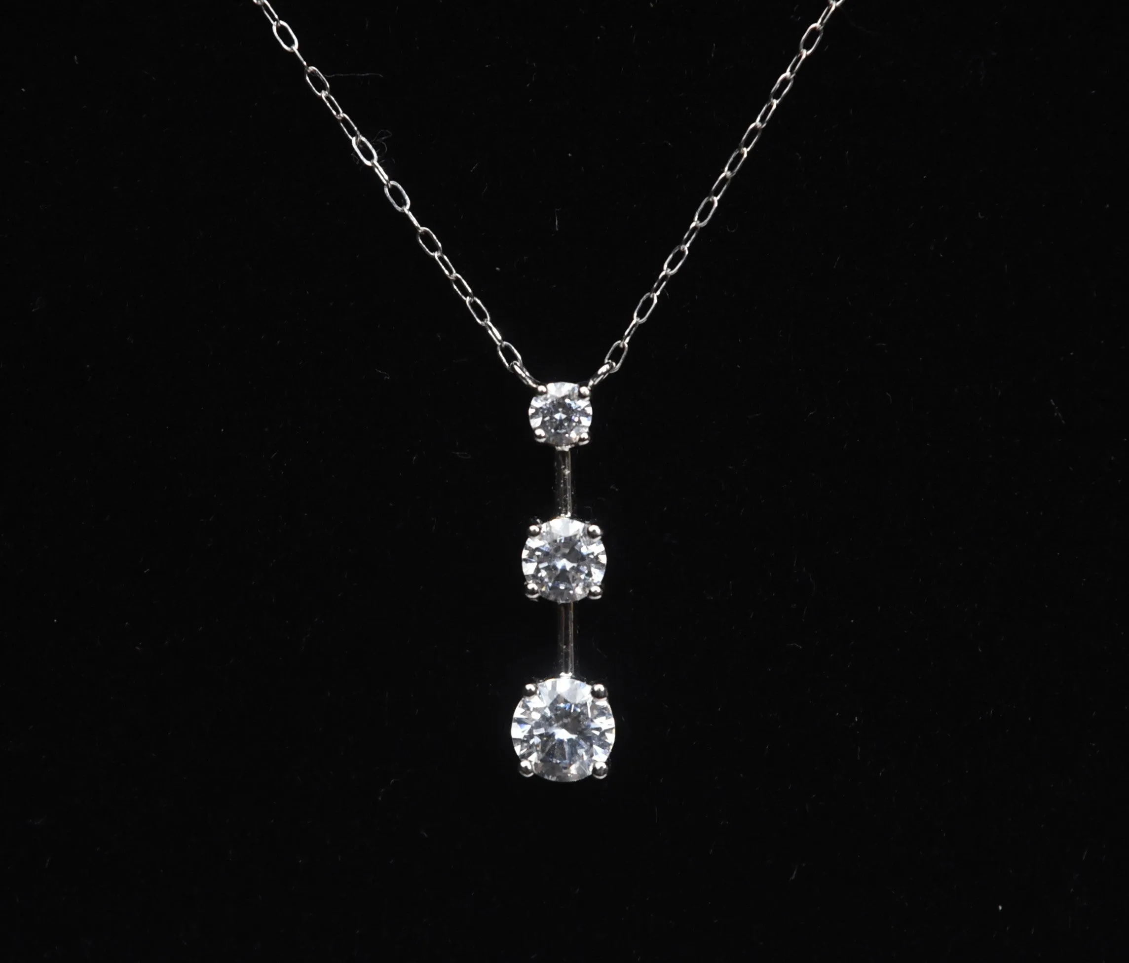 Ross-Simons - 14k White Gold Cubic Zirconia Drop Pendant Chain Necklace
