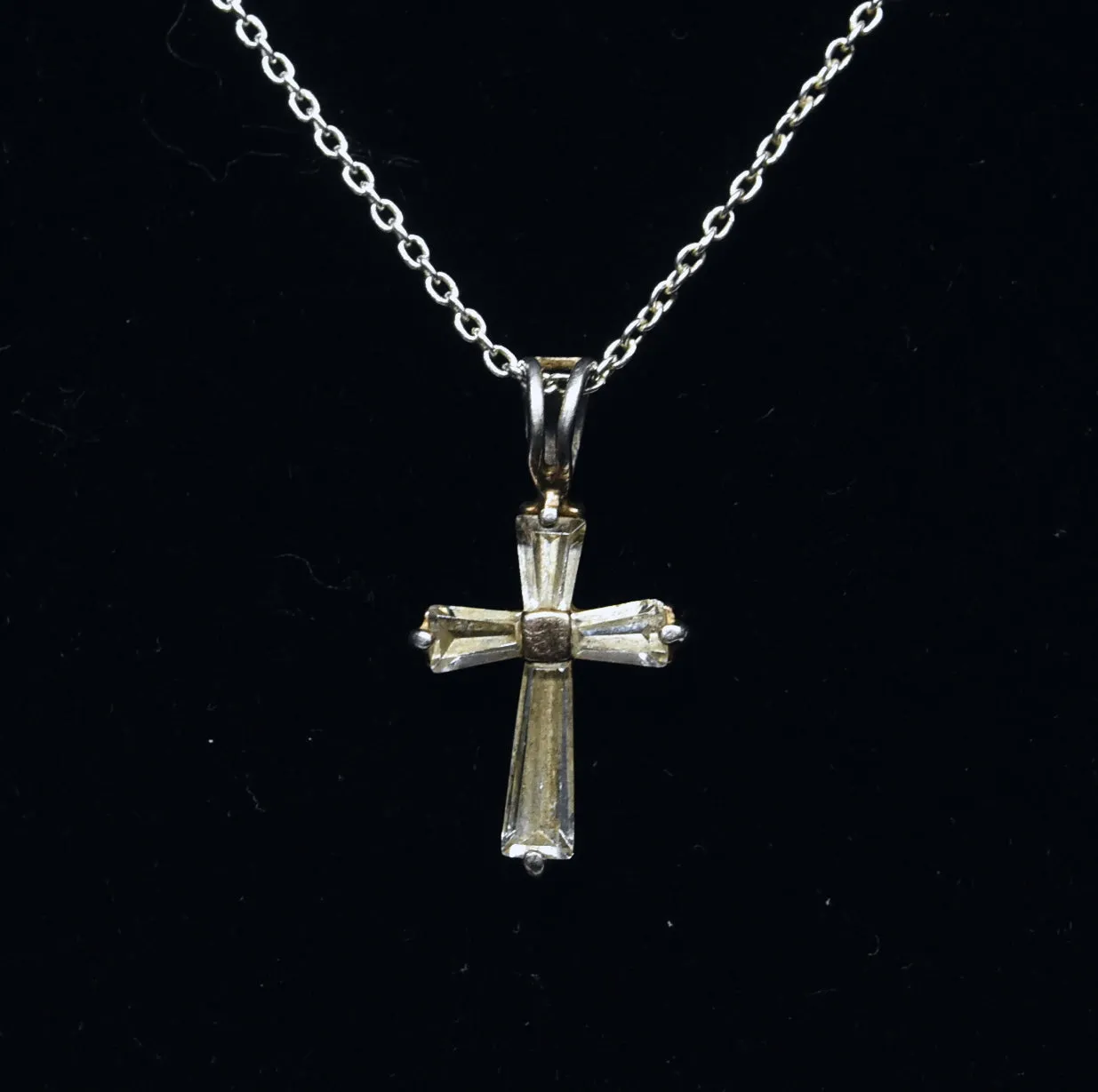 Ross-Simons - Sterling Silver Cubic Zirconia Cross Pendant on Sterling Silver Chain Necklace