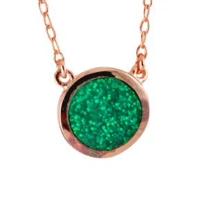 Rosy Blue Opal Solitaire Necklace