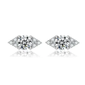 Round Zircon Marquise Shape Silver Studs Earrings for Women