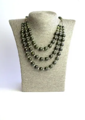 Russian Serpentine Beaded Necklace Dark Green Necklace Multi Strand Necklace Natural birds eye necklace Genuine serpentine jewelry