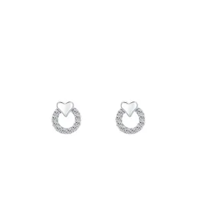 S925 Sterling Silver Heart-shaped Earrings with Zircon Detail