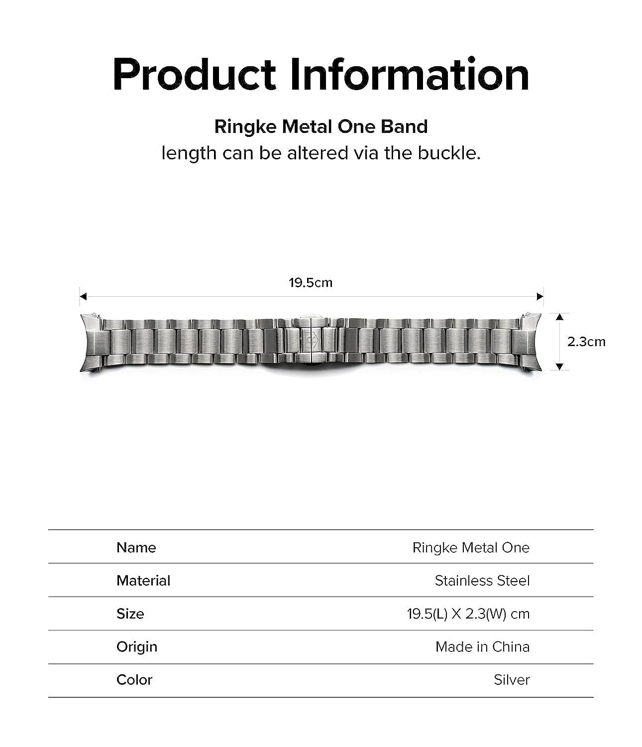 Samsung Galaxy Watch 6/5/4 44mm  Metal One Stainless Steel | Bracelet Strap - Silver