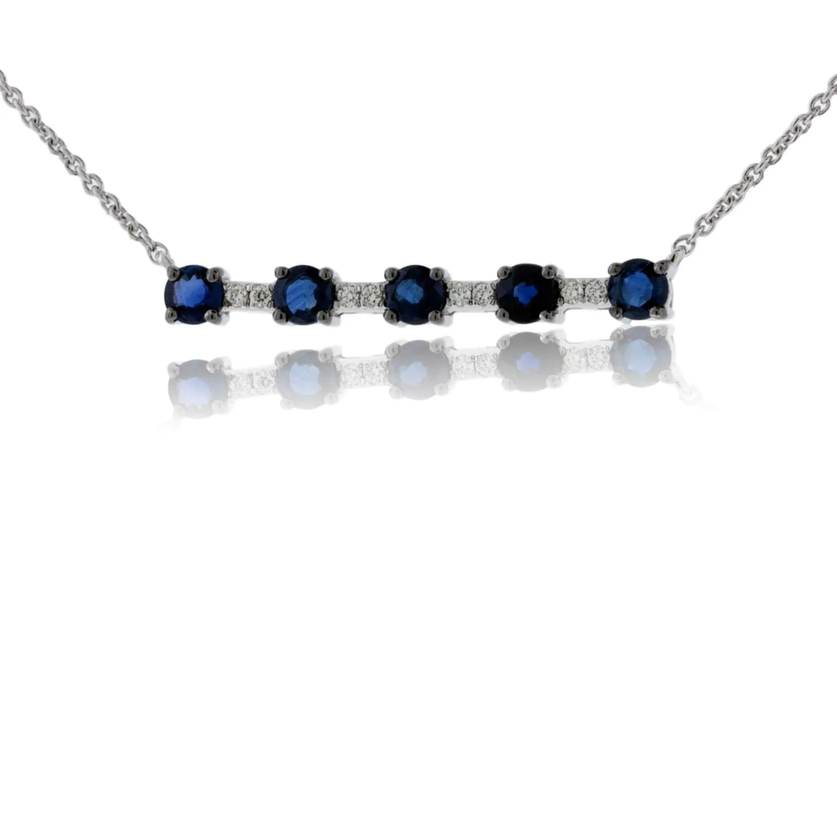 Sapphire and Diamond Bar Style Necklace