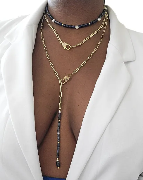 Sapphire and Freshwater Pearls Choker Necklace