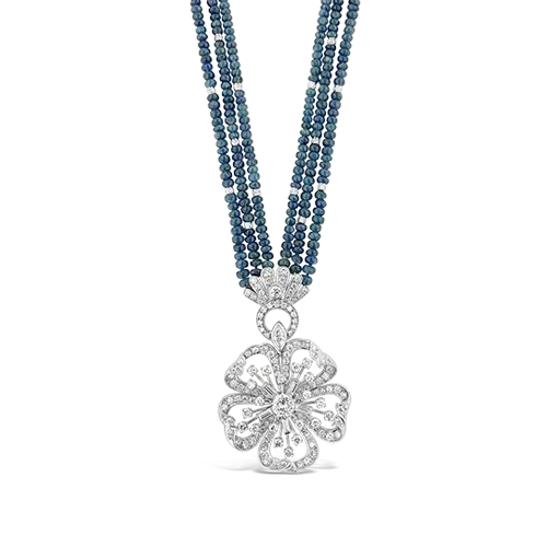 Sapphire Bead & Diamond Necklace