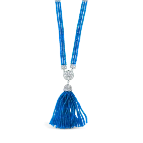 Sapphire Bead & Diamond Tassel Estate Necklace