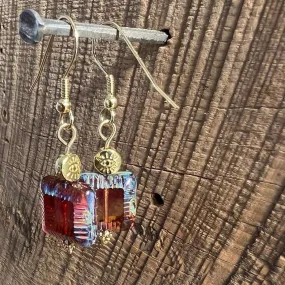 SariBlue®️Blood Orange Czech Glass Good Luck Earrings