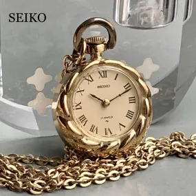 Seiko Pocket Watch 1965 23mm Pendant Watch Vintage with Chain