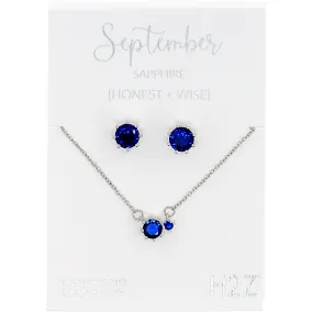 September Sapphire 16.5"-18.5" Birthstone Jewelry Gift Set