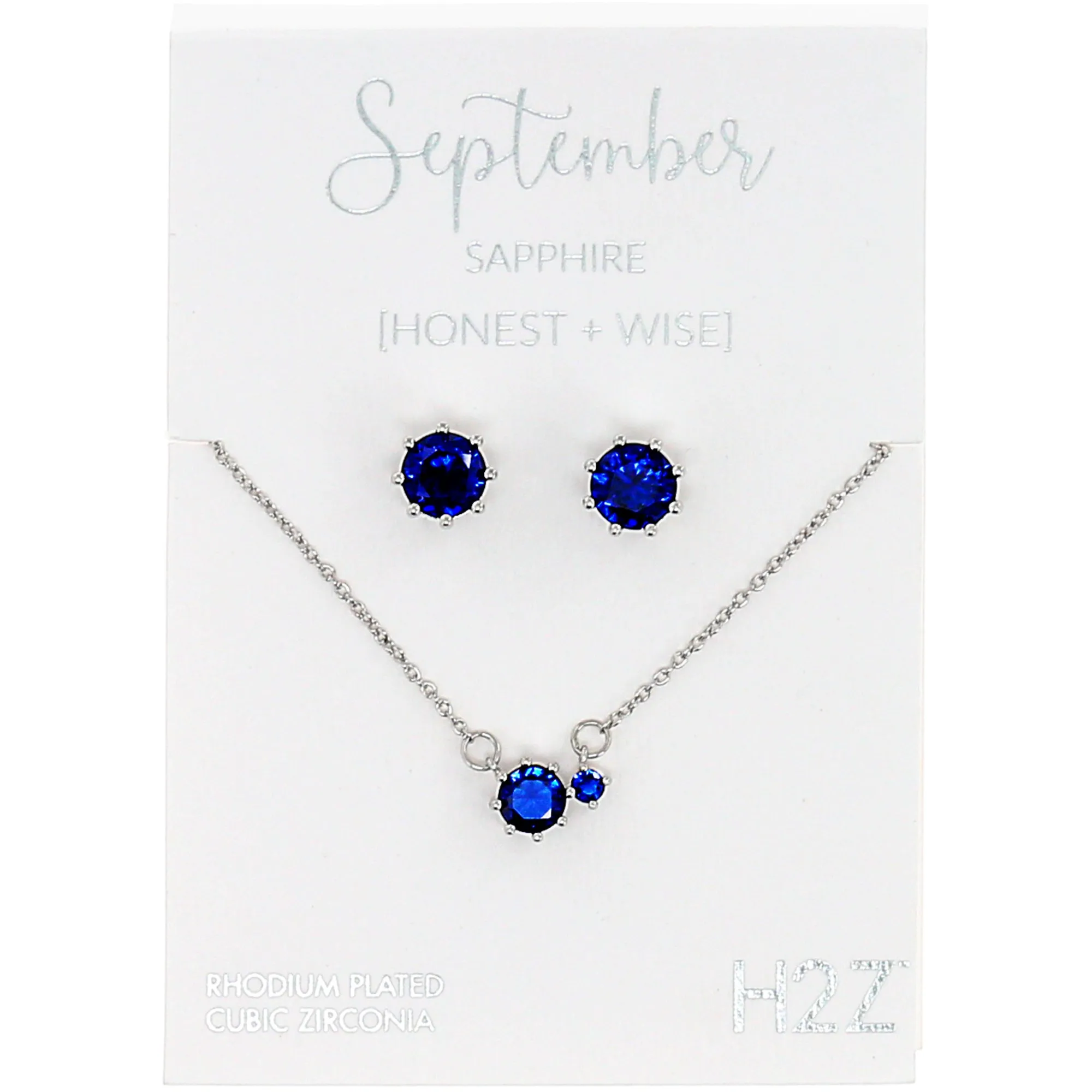 September Sapphire 16.5"-18.5" Birthstone Jewelry Gift Set