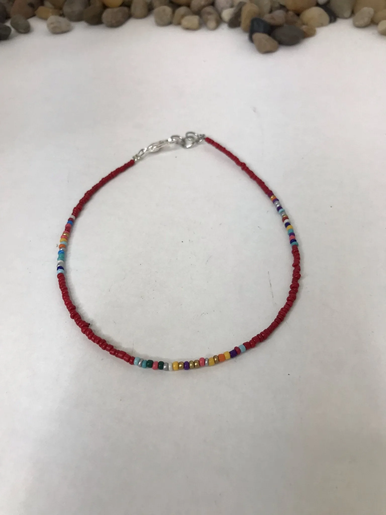 Serape Beaded Red Choker Necklace, Beaded Choker