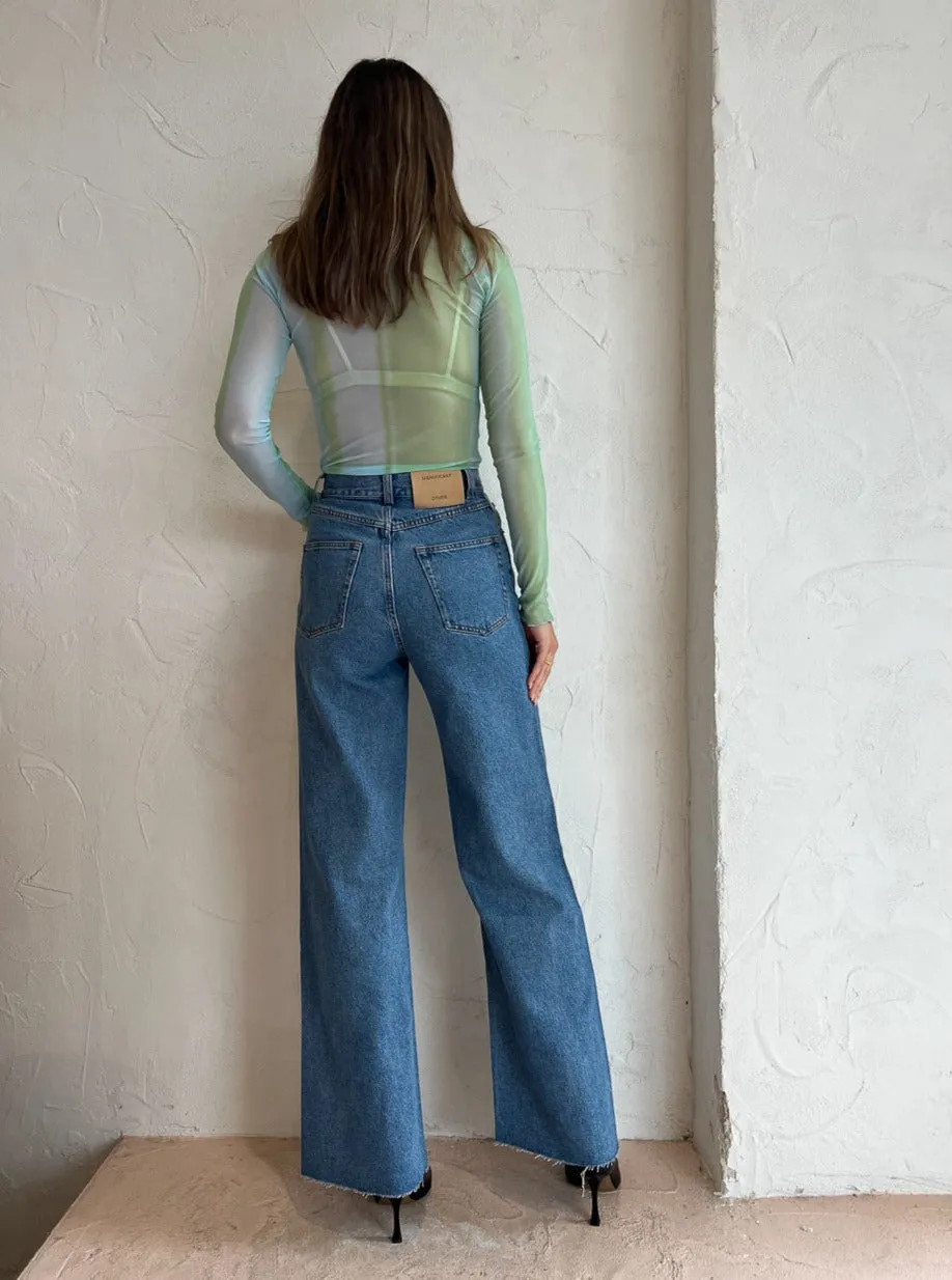 Significant Other Jean Top in Green Mirage