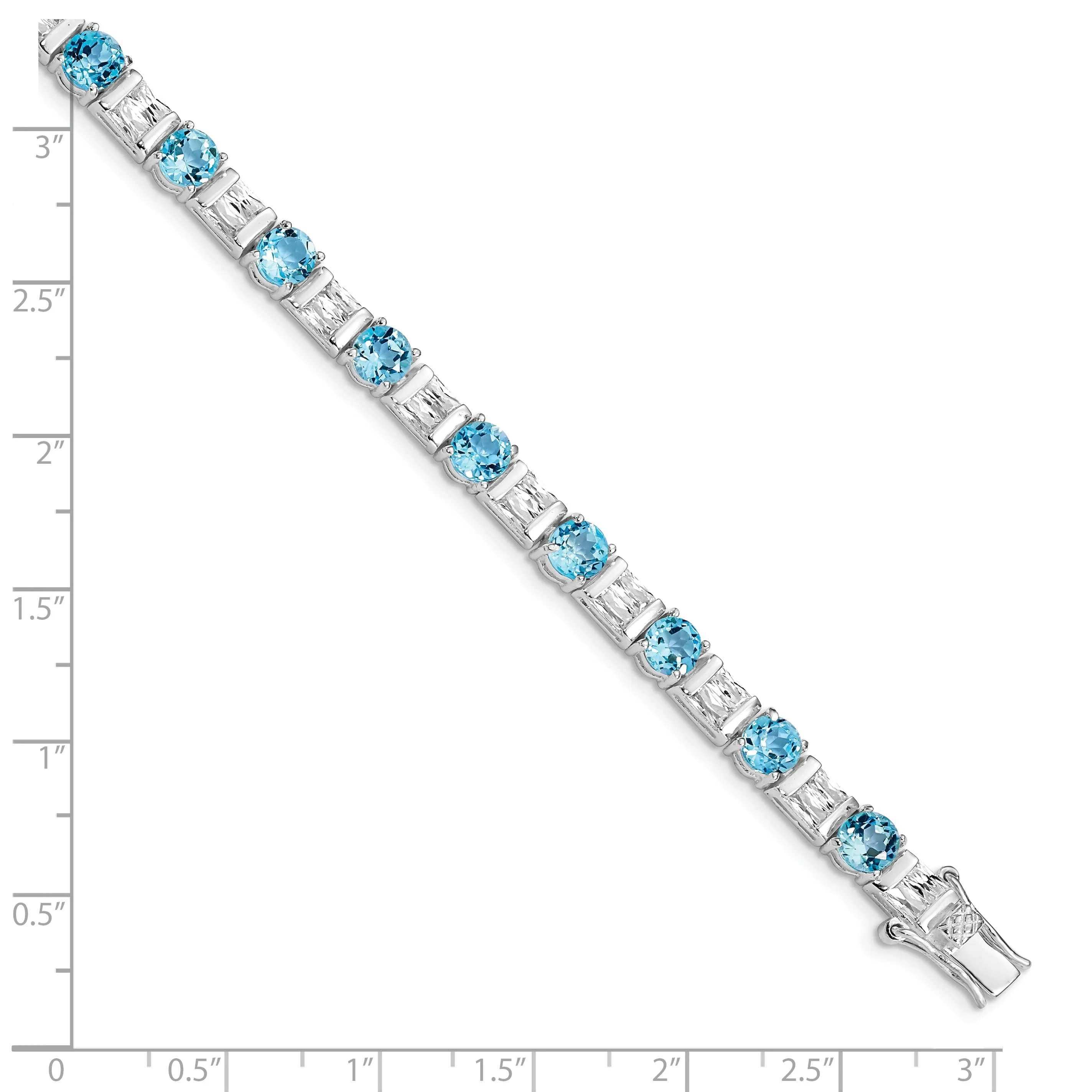 Silver BlueTopaz and C.Z 32 Stones Bracelet