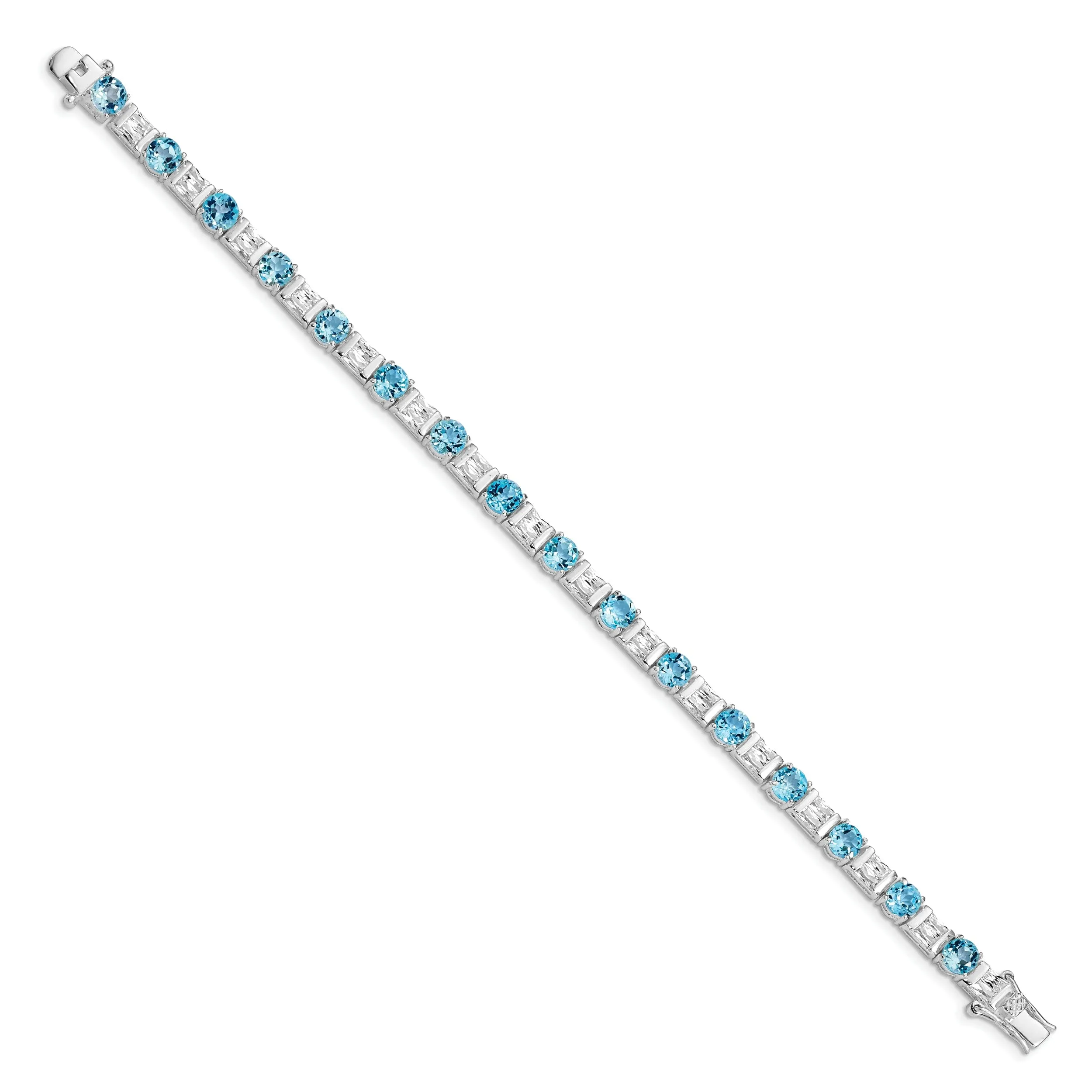Silver BlueTopaz and C.Z 32 Stones Bracelet