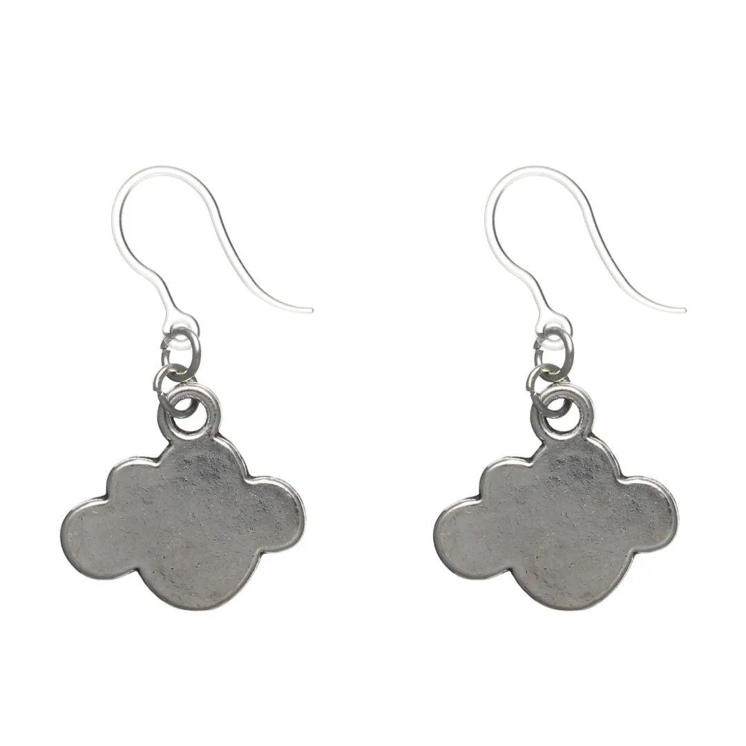 Silver Cloud Dangles Hypoallergenic Earrings for Sensitive Ears Made with Plastic Posts