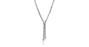 Silver, Diamond & Pearl Lariat Necklace
