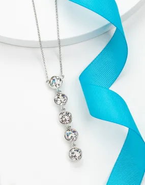 Silvertone 5 Drop Crystal Pendant With Swarovski Crystals
