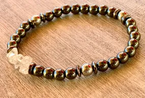 🔴SOLD🔴Todd Handmade Herkimer Diamonds, Hematite, and Magnetic Hematite Expandable Bracelet