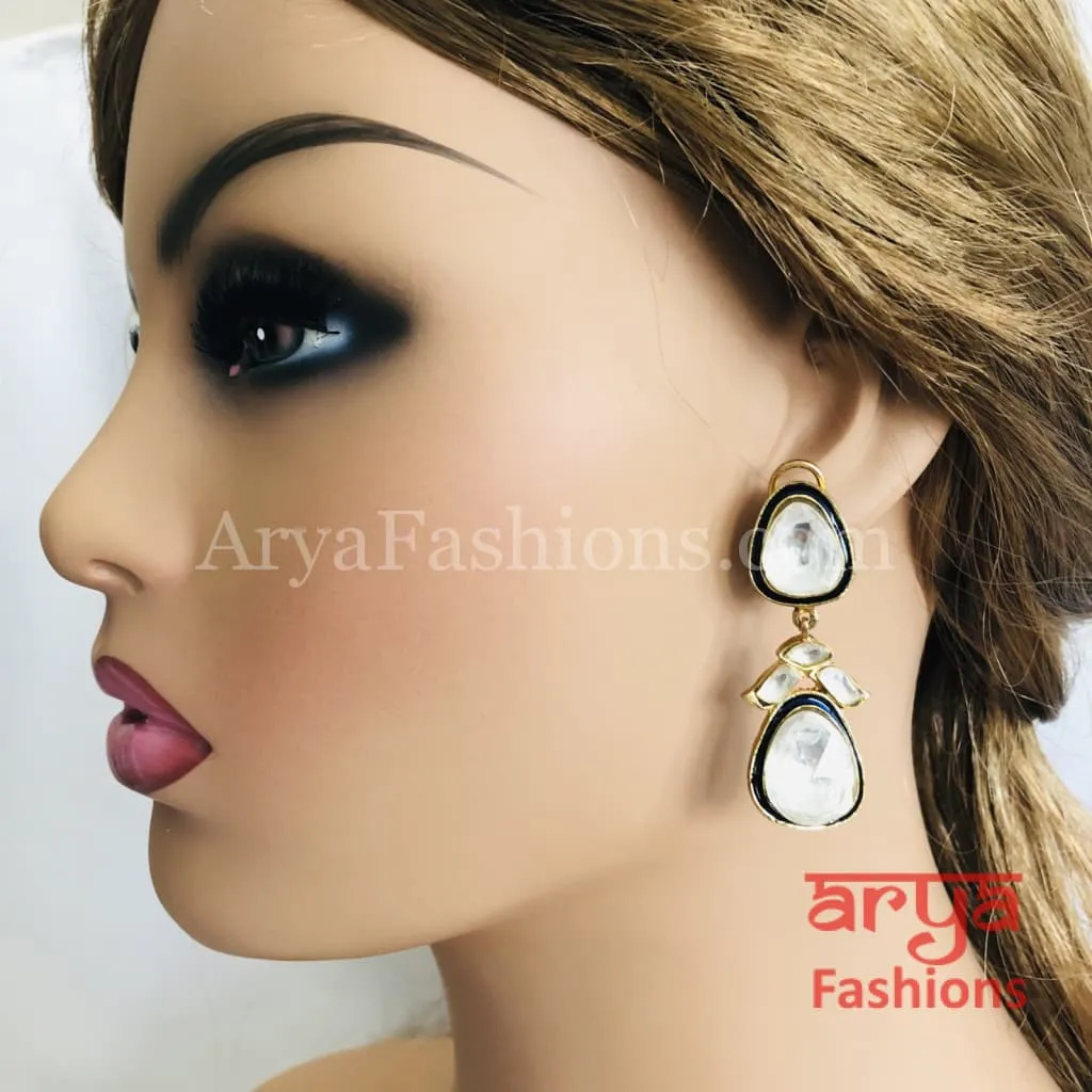 Solitaire Kundan Fusion Earrings