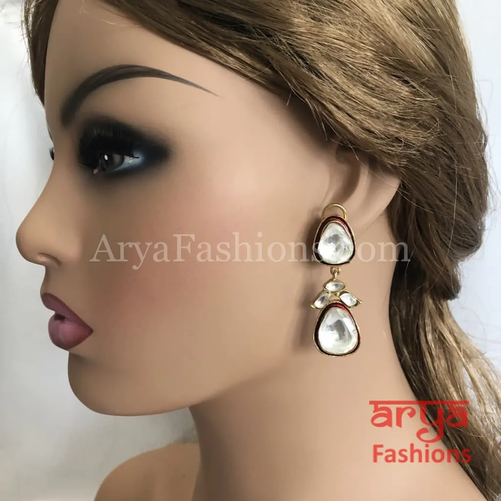 Solitaire Kundan Fusion Earrings