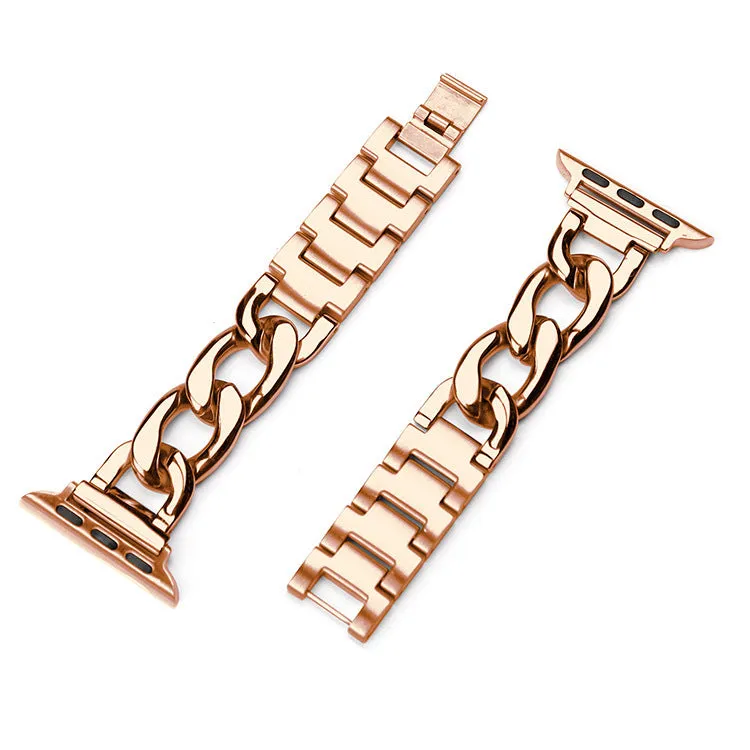 Stainless Steel Chain Bracelet Compatible With Apple Watch Band for 38MM 40MM 41MM- Rose Gold