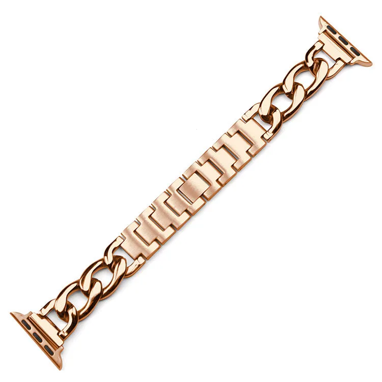 Stainless Steel Chain Bracelet Compatible With Apple Watch Band for 38MM 40MM 41MM- Rose Gold