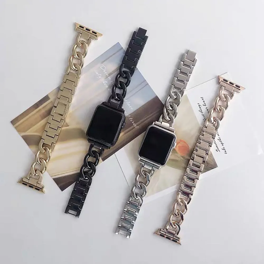 Stainless Steel Chain Bracelet Compatible With Apple Watch Band for 38MM 40MM 41MM- Rose Gold