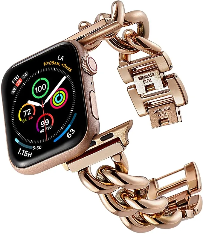 Stainless Steel Chain Bracelet Compatible With Apple Watch Band for 38MM 40MM 41MM- Rose Gold