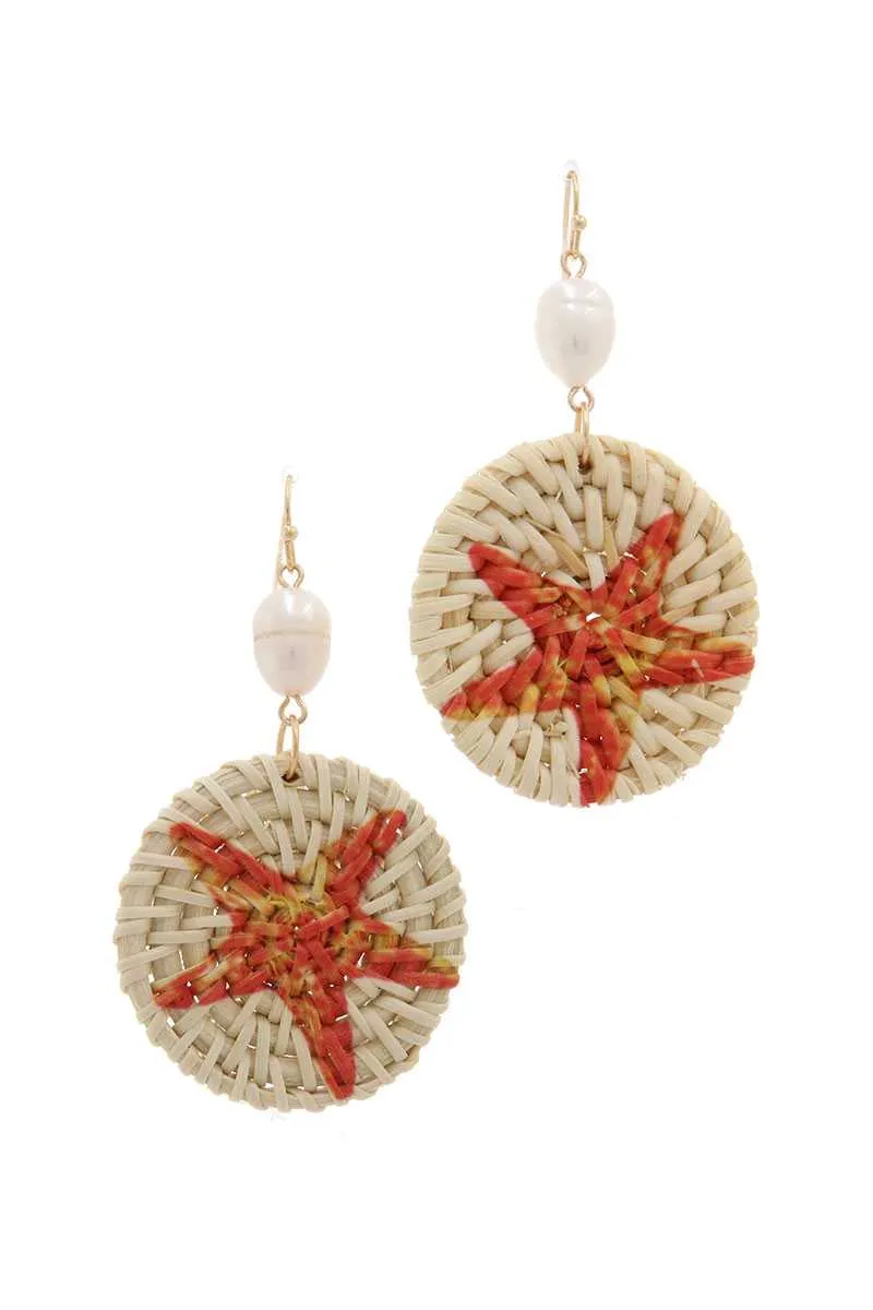 Starfish Print Circle Drop Earring