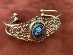 Steampunk Bracelet - In the Works - Gold Steampunk watch parts cuff - bracelet - Repurposed art made by Steampunkjunq - steampunk jewelry