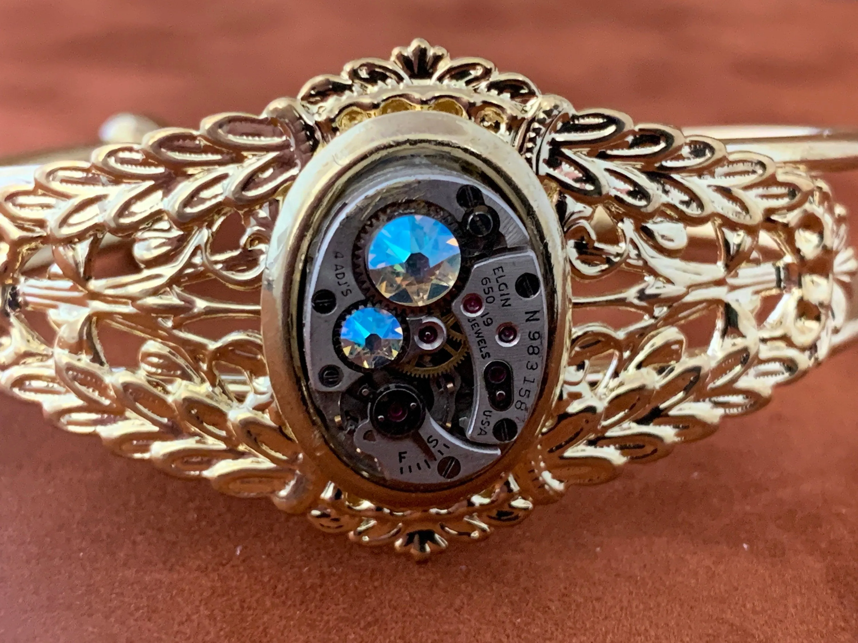 Steampunk Bracelet - In the Works - Gold Steampunk watch parts cuff - bracelet - Repurposed art made by Steampunkjunq - steampunk jewelry
