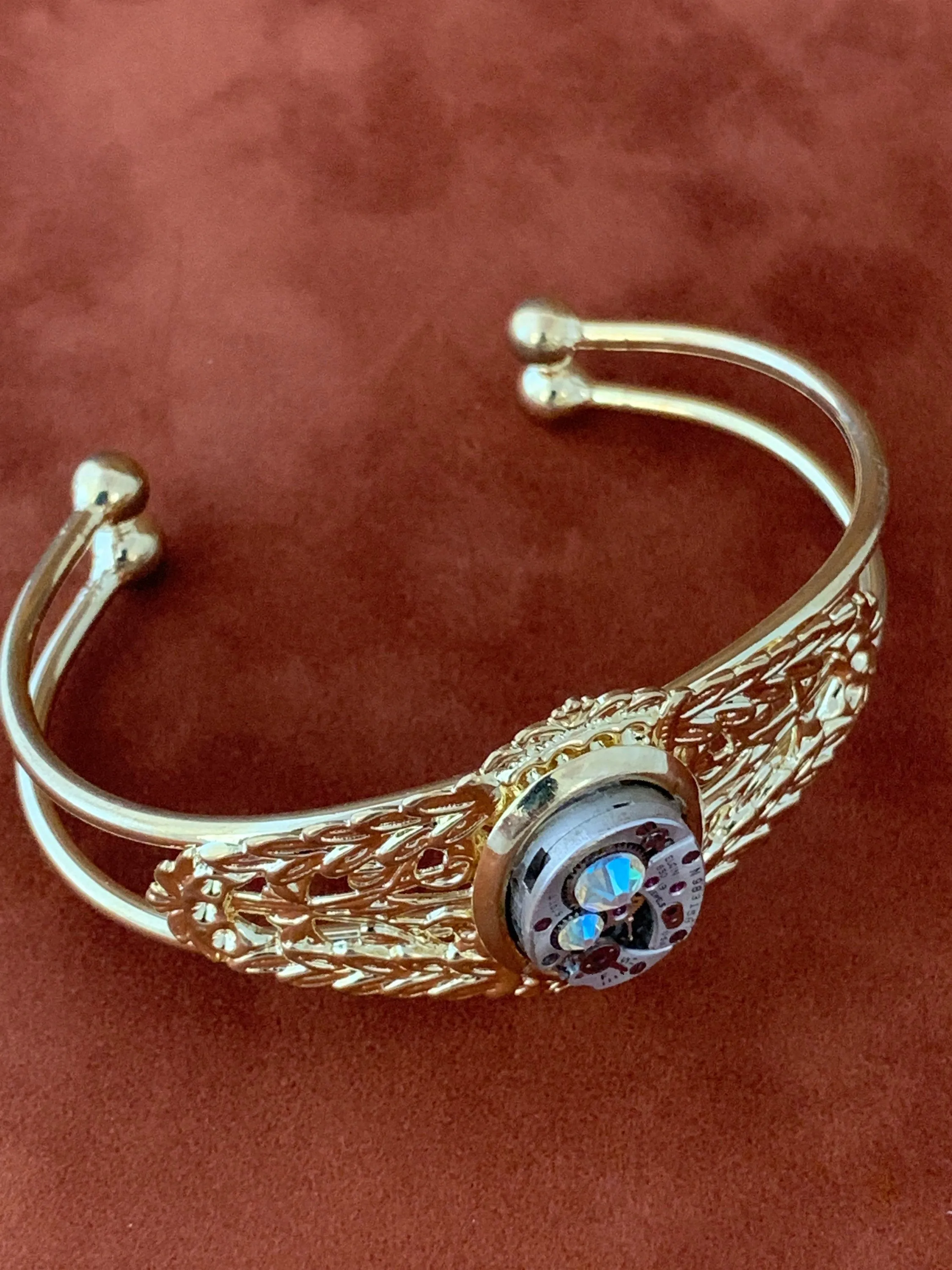 Steampunk Bracelet - In the Works - Gold Steampunk watch parts cuff - bracelet - Repurposed art made by Steampunkjunq - steampunk jewelry