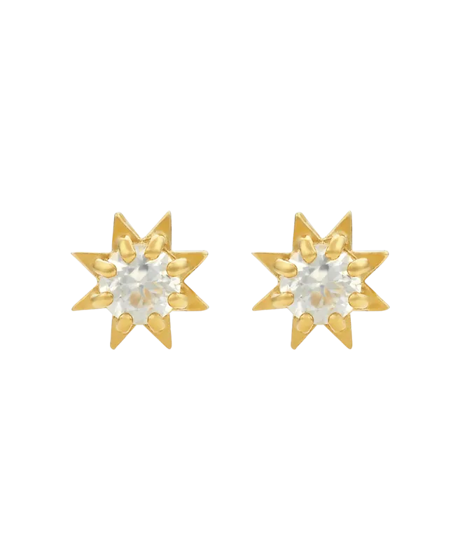 Stella Earrings | 22k Gold Plate | White Zircon
